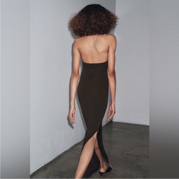 ZARA HALTERNECK DRESS WITH FLOWER - Picture 6 of 9